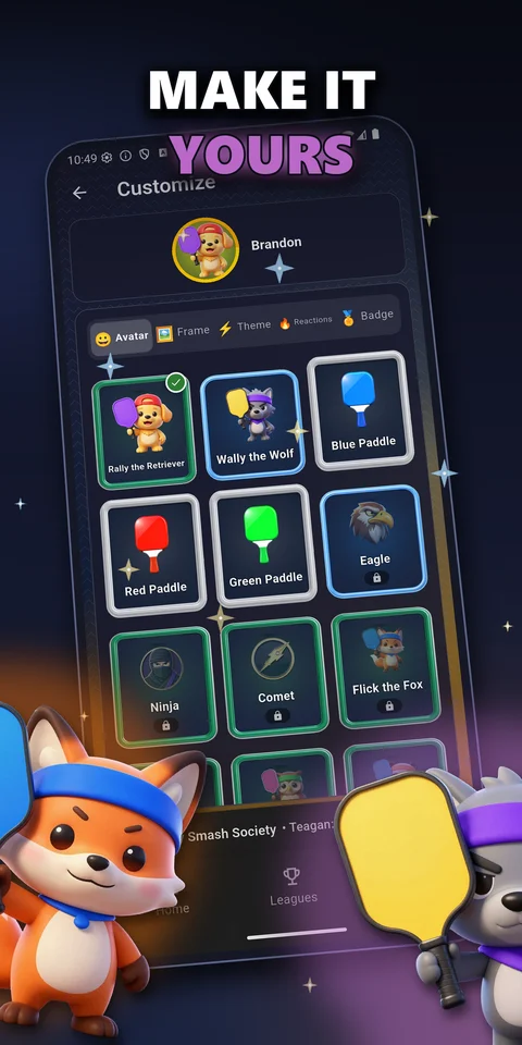 Customize your avatar, frame, and theme